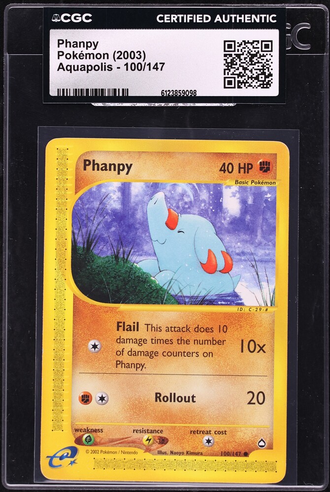 2003 Pokemon Aquapolis Phanpy #100 CGC AUTH