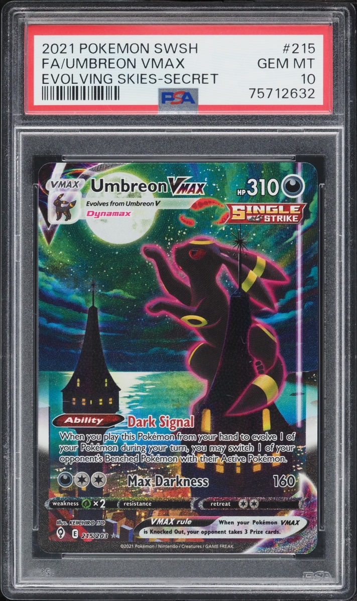 2021 Pokemon Sword & Shield Evolving Skies Full Art Umbreon VMAX #215 PSA 10 GEM MINT