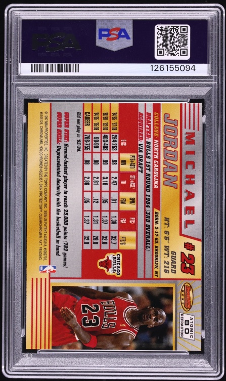 1996 Bowman's Best Atomic Refractor Michael Jordan #80 PSA 9 MINT
