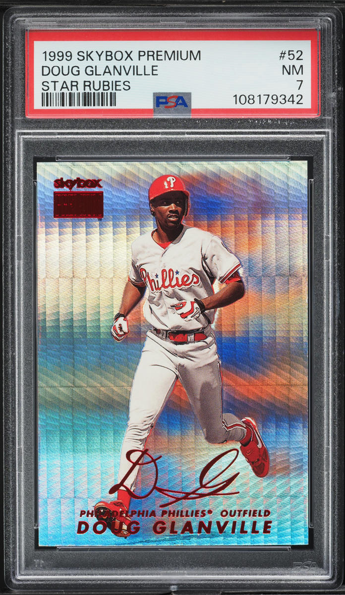 1999 Skybox Premium Star Rubies Doug Glanville /50 #52 PSA 7 NRMT