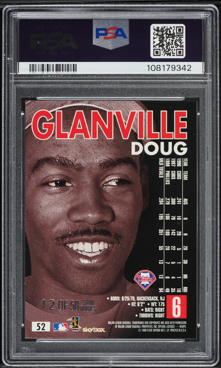 1999 Skybox Premium Star Rubies Doug Glanville /50 #52 PSA 7 NRMT