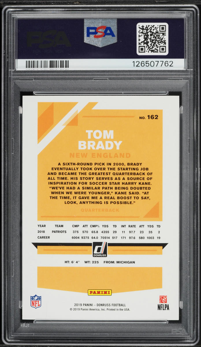 2019 Donruss Season Stat Line Tom Brady /500 #162 PSA 10 GEM MINT