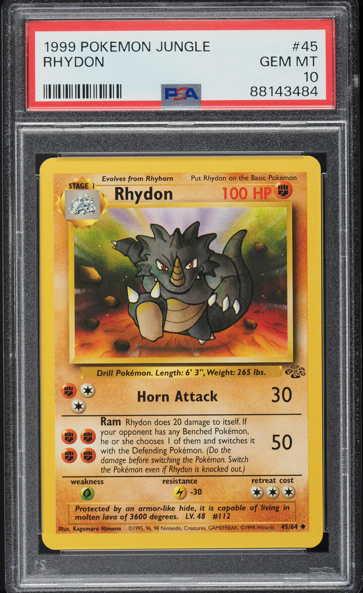 1999 Pokemon Jungle Rhydon #45 PSA 10 GEM MINT