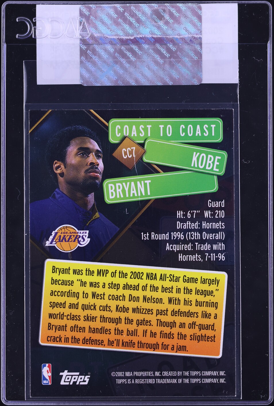 2002 Topps Coast To Coast Kobe Bryant #CC7 CGC AUTH