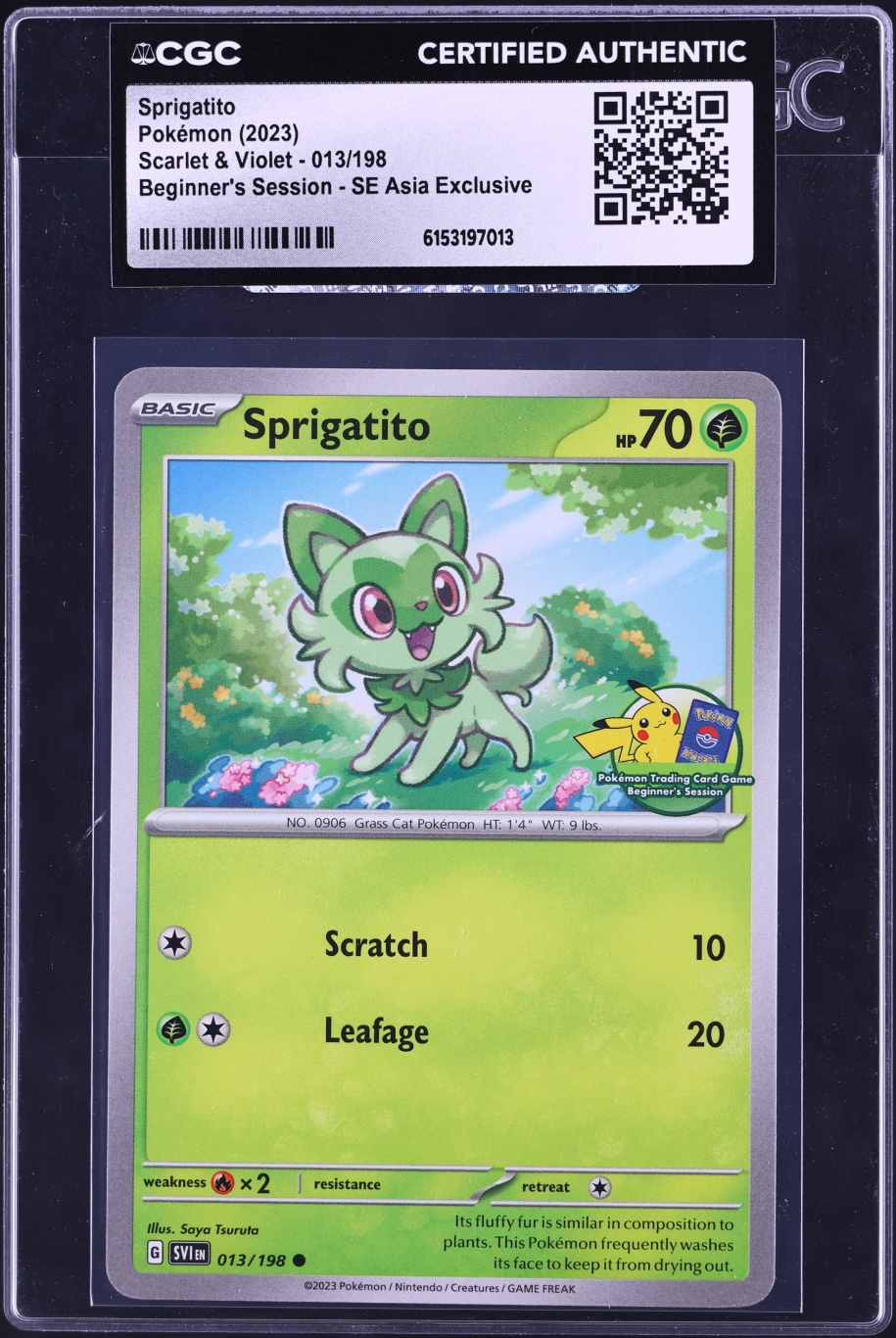 2023 Pokemon Scarlet & Violet Beginner's Session SE Asia Exclusive Sprigatito #13 CGC AUTH