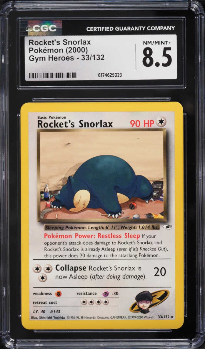 2000 Pokemon Gym Heroes Rocket's Snorlax #33 CGC 8.5 NM-MT+