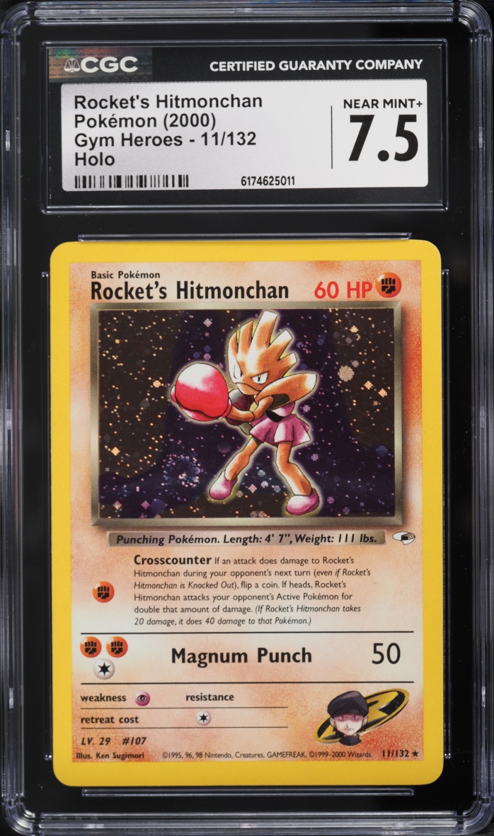 2000 Pokemon Gym Heroes Holo Rocket's Hitmonchan #11 CGC 7.5 NRMT+