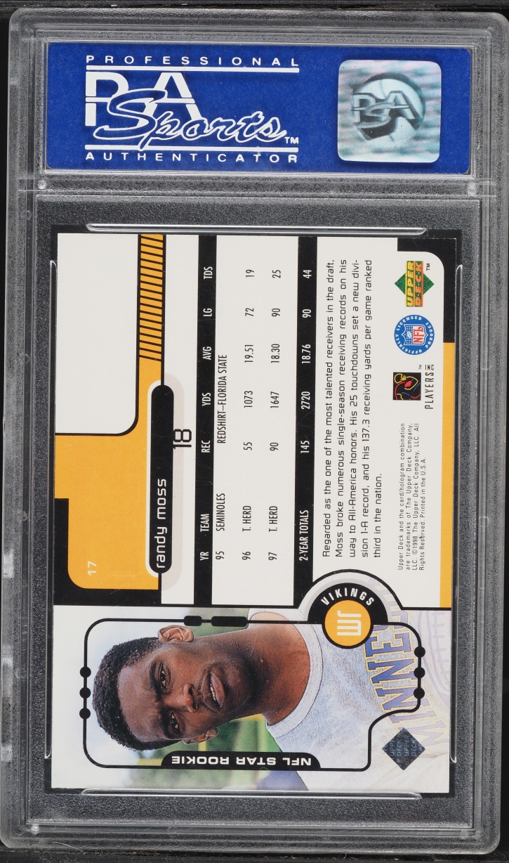 1998 Upper Deck Football Randy Moss ROOKIE #17 PSA 9 MINT
