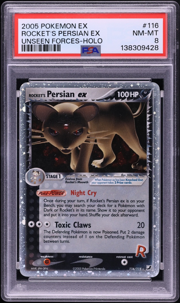 2005 Pokemon EX Unseen Forces Holo Rocket's Persian Ex #116 PSA 8 NM-MT