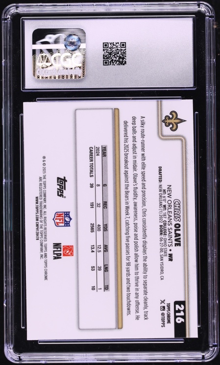 2025 Topps Chrome Team Camo Variation Chris Olave #216 CGC 9 MINT