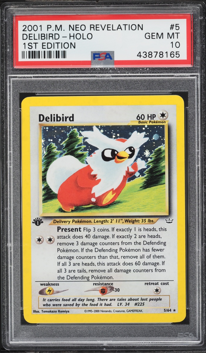 2001 Pokemon Neo Revelation 1st Edition Holo Delibird #5 PSA 10 GEM MINT