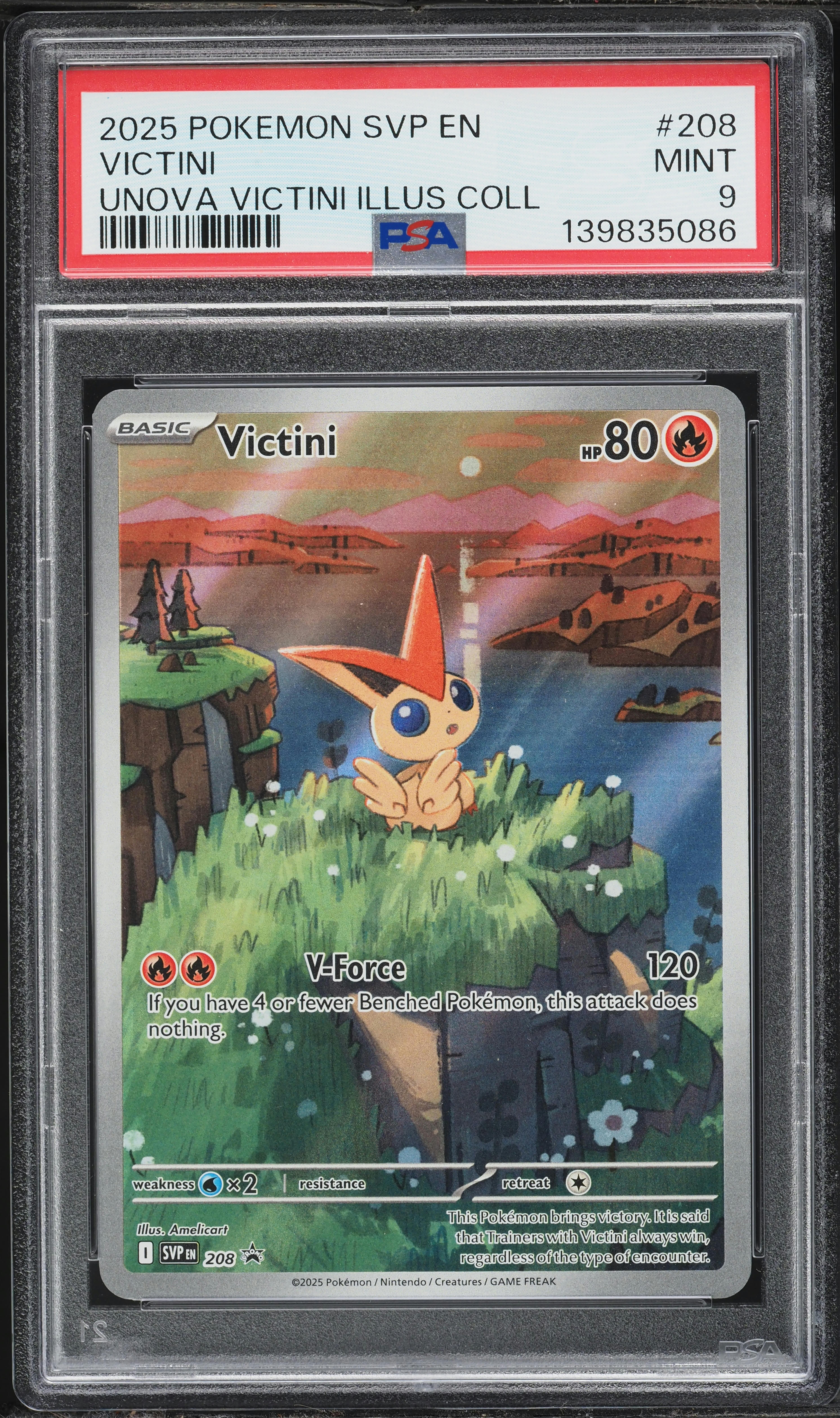 2025 Pokemon Scarlet & Violet Promo Unova Illustration Alt Art Victini #208 PSA 9 MINT