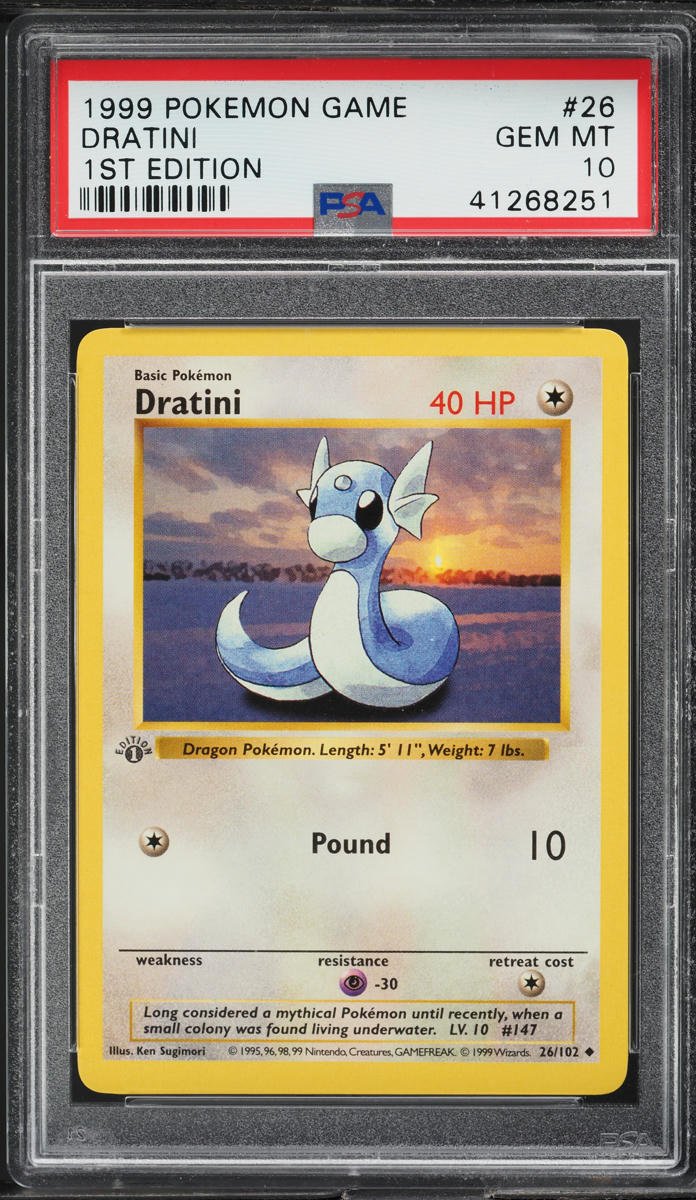 1999 Pokemon Base Set Shadowless 1st Edition Dratini #26 PSA 10 GEM MINT