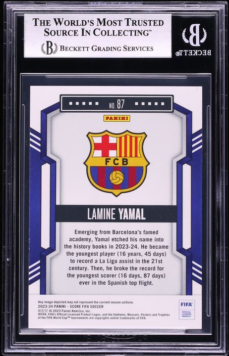 2023 Score FIFA Red Swirl Lamine Yamal ROOKIE /30 #87 BGS 8 NM-MT