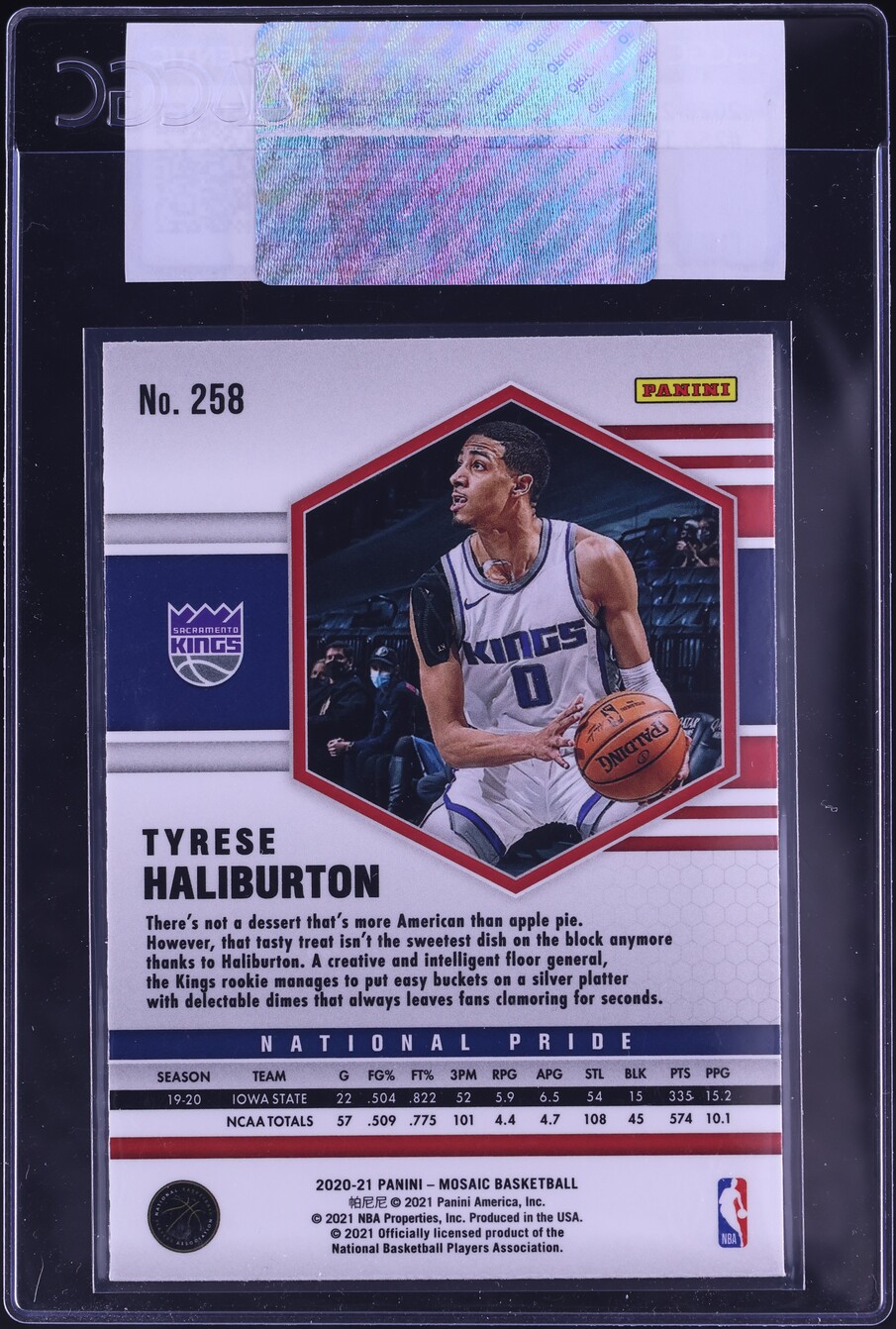 2020 Panini Mosaic Tyrese Haliburton ROOKIE #258 CGC AUTH