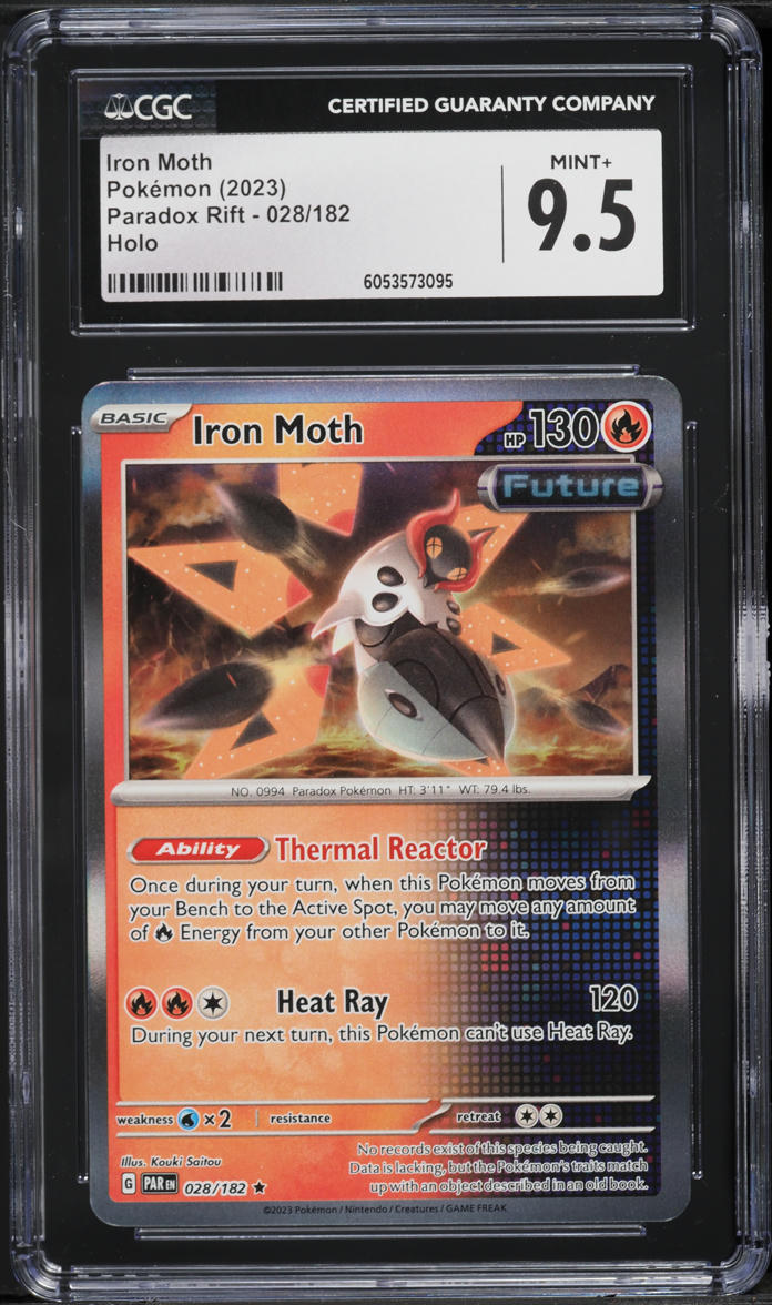 2023 Pokemon Scarlet & Violet Paradox Rift Holo Iron Moth #28 CGC 9.5 MINT+