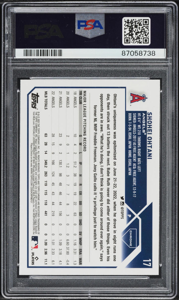 2023 Topps Chrome Prism Refractor Shohei Ohtani #17 PSA 10