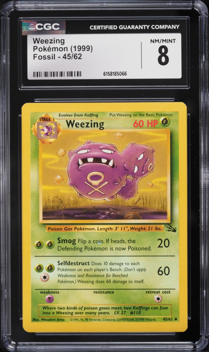 1999 Pokemon Fossil Weezing #45 CGC 8 NM-MT