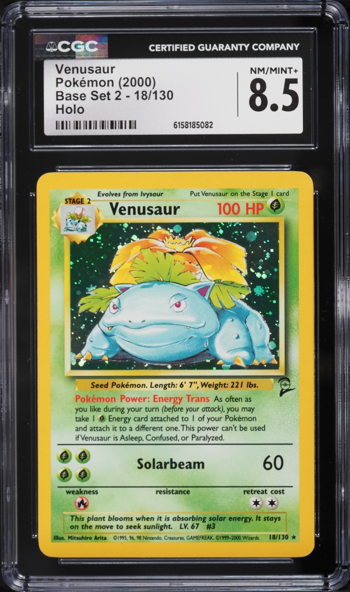 2000 Pokemon Base Set 2 Holo Venusaur #18 CGC 8.5 NM-MT+