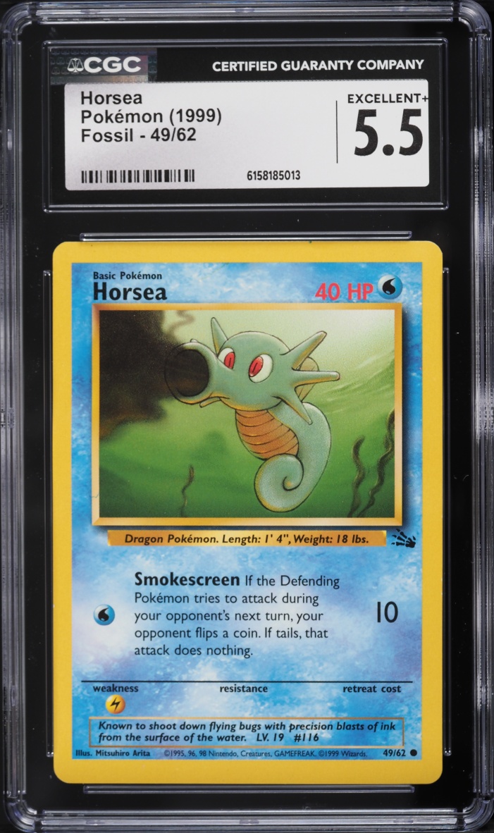 1999 Pokemon Fossil Horsea #49 CGC 5.5 EX+