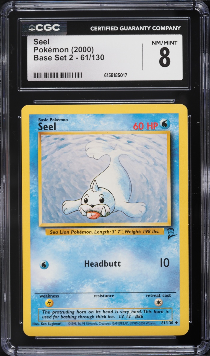2000 Pokemon Base Set 2 Seel #61 CGC 8 NM-MT