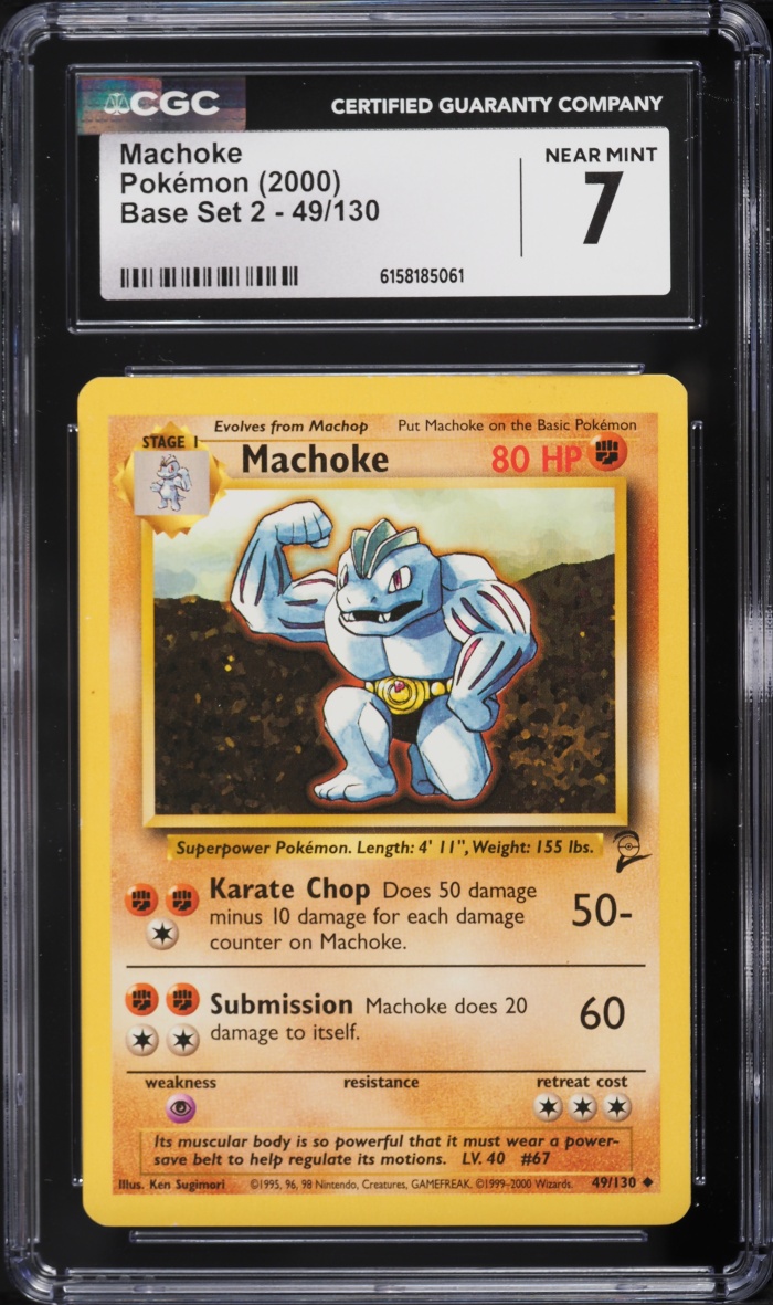 2000 Pokemon Base Set 2 Machoke #49 CGC 7 NRMT