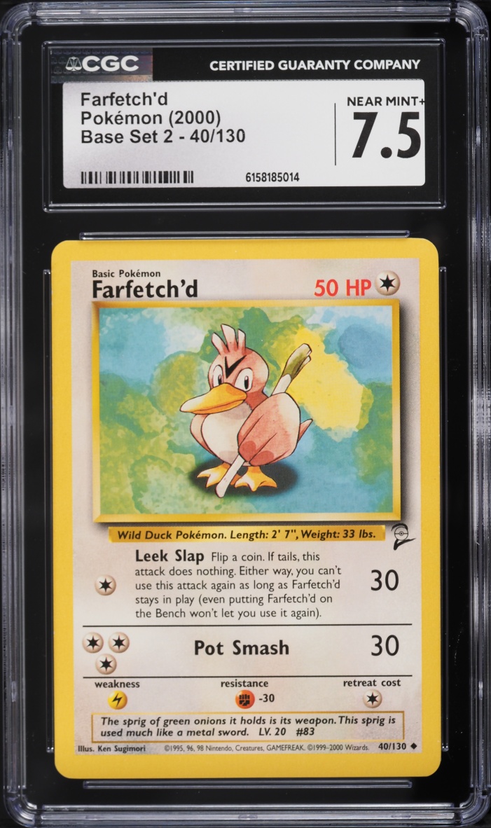 2000 Pokemon Base Set 2 Farfetch'd #40 CGC 7.5 NRMT+