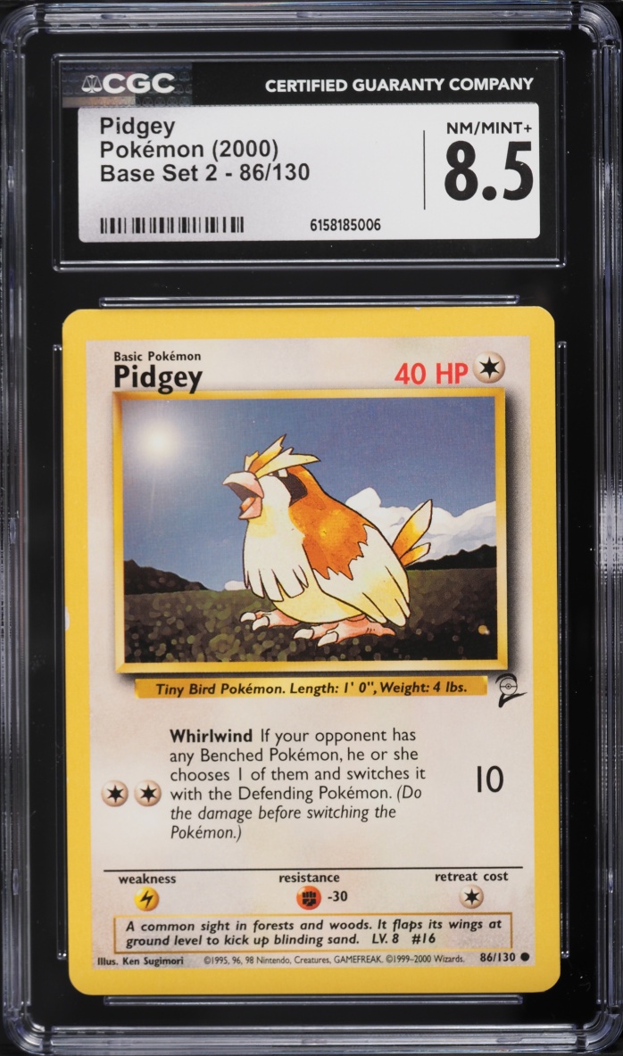 2000 Pokemon Base Set 2 Pidgey #86 CGC 8.5 NM-MT+