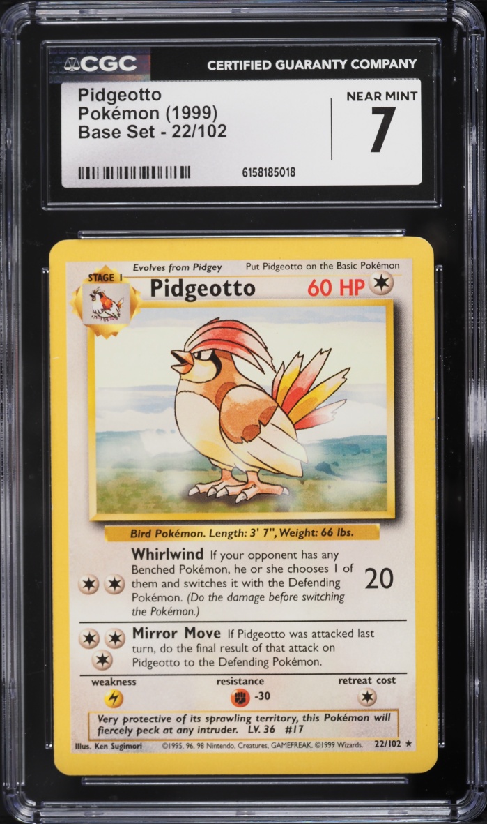 1999 Pokemon Base Set Pidgeotto #22 CGC 7 NRMT