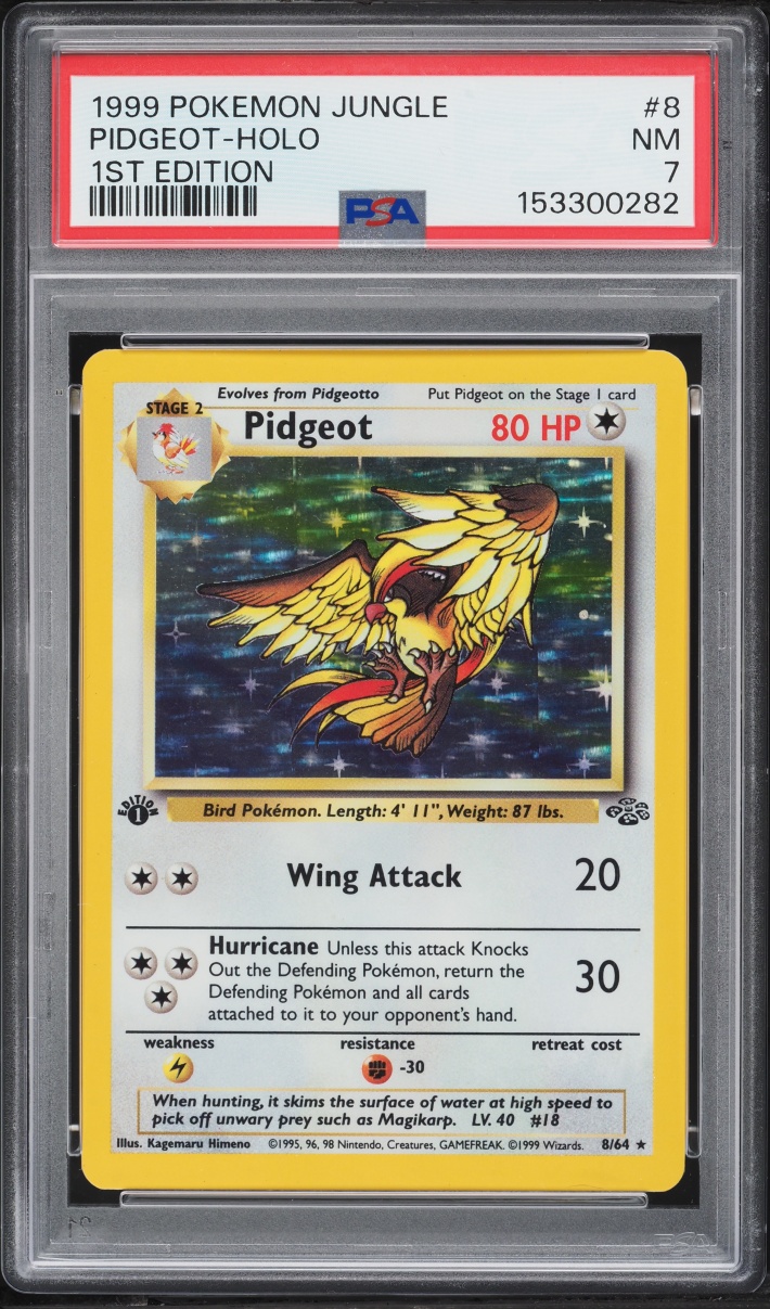 1999 Pokemon Jungle 1st Edition Holo Pidgeot #8 PSA 7 NRMT
