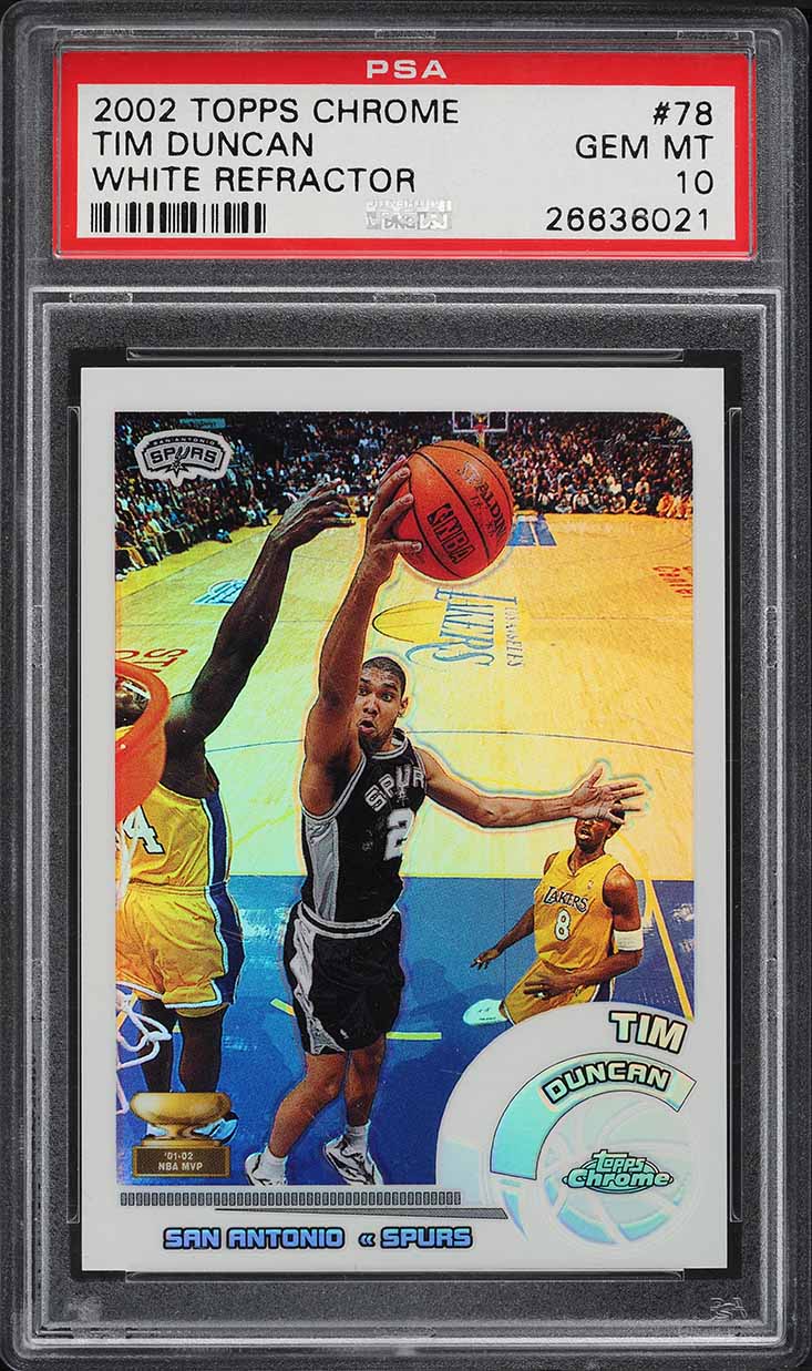 2002 Topps Chrome White Refractor Tim Duncan /249 #78 PSA 10 GEM MINT