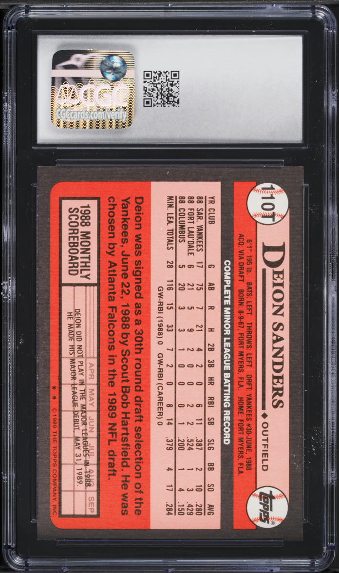 1989 Topps Traded Deion Sanders ROOKIE #110T CGC 8 NM-MT