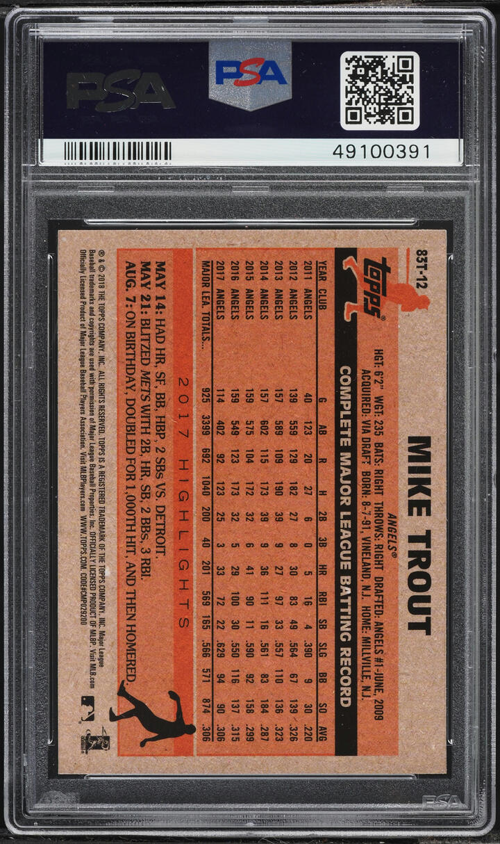 2018 Topps Chrome '83 Mike Trout #83T-12 PSA 9 MINT