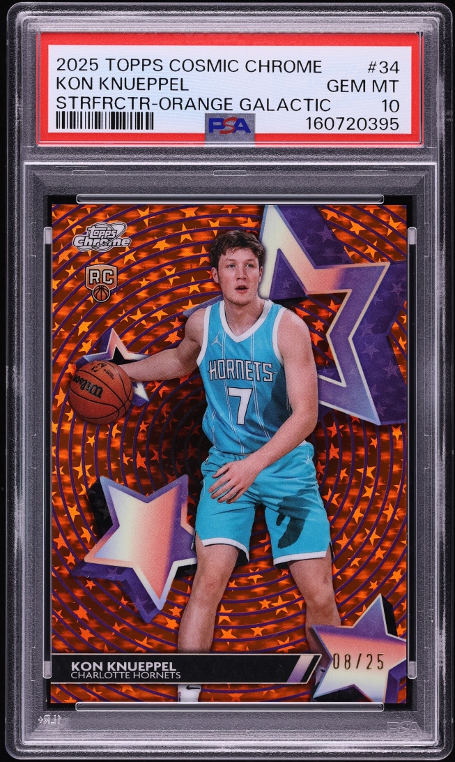 2025 Topps Chrome Cosmic Starfractor Orange Galactic Kon Knueppel ROOKIE /25 #34 PSA 10 GEM