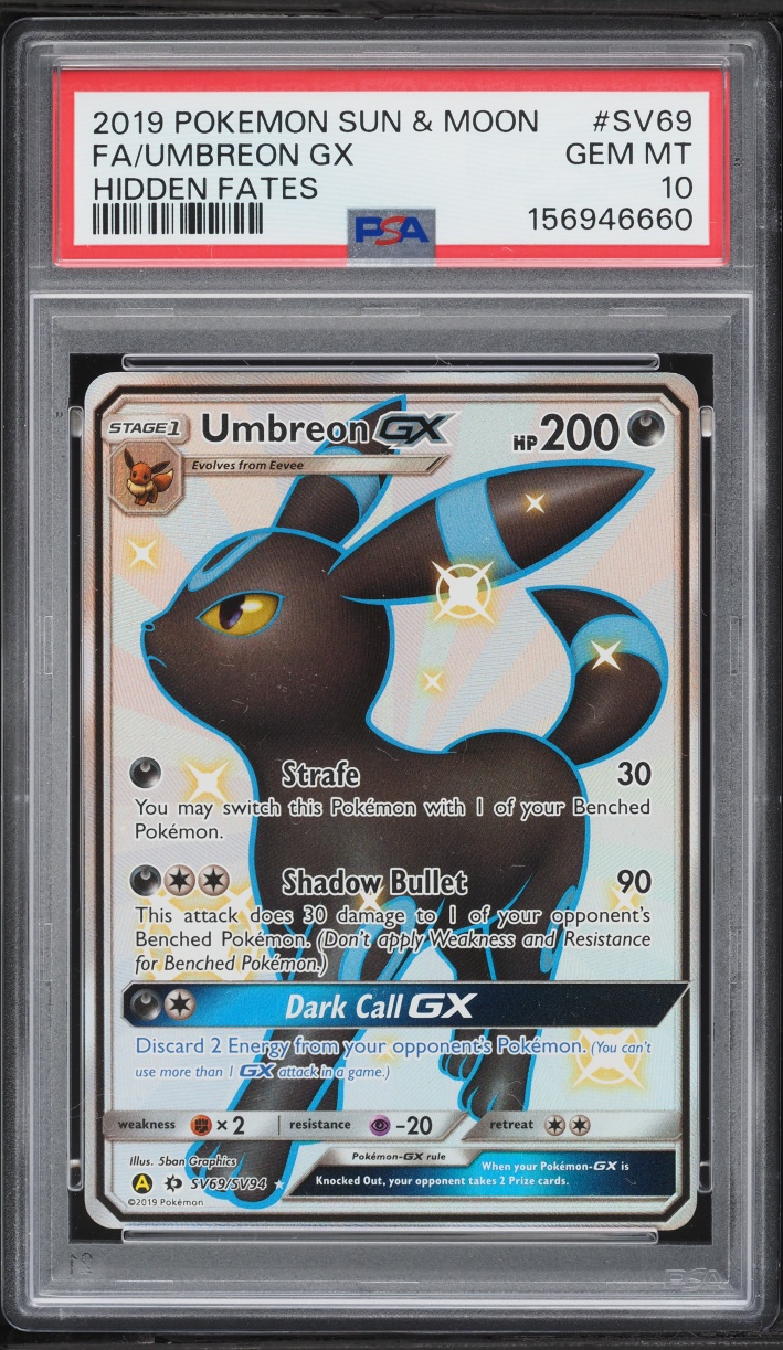 2019 Pokemon Sun & Moon Hidden Fates Full Art Umbreon GX #SV69 PSA 10 GEM MINT
