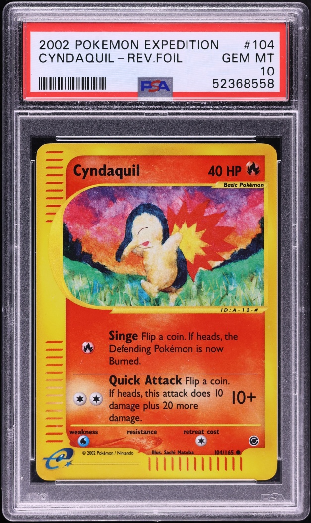 2002 Pokemon Expedition Reverse Holo Cyndaquil #104 PSA 10 GEM MINT