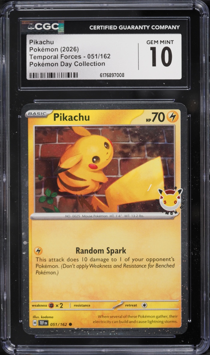 2026 Pokemon Scarlet & Violet Temporal Forces Day Collection Pikachu #51 CGC 10 Gem Mint