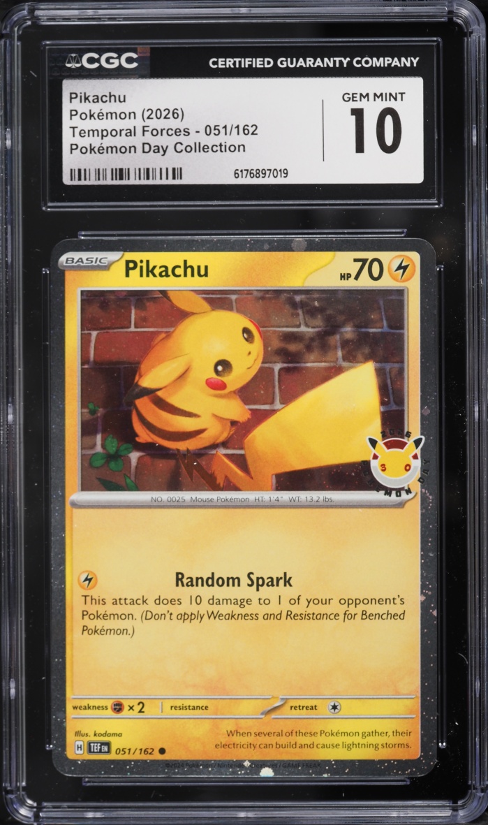 2026 Pokemon Scarlet & Violet Temporal Forces Day Collection Pikachu #51 CGC 10 Gem Mint