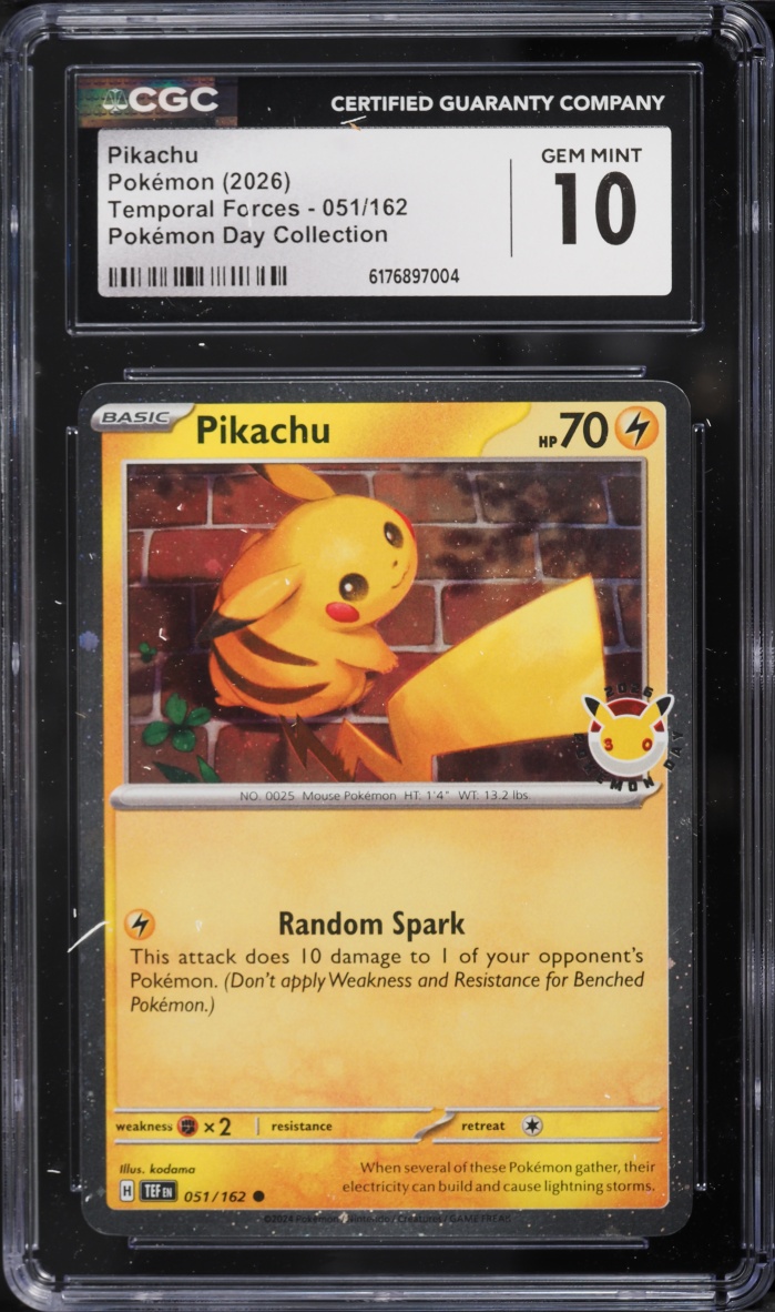 2026 Pokemon Scarlet & Violet Temporal Forces Day Collection Pikachu #51 CGC 10 Gem Mint