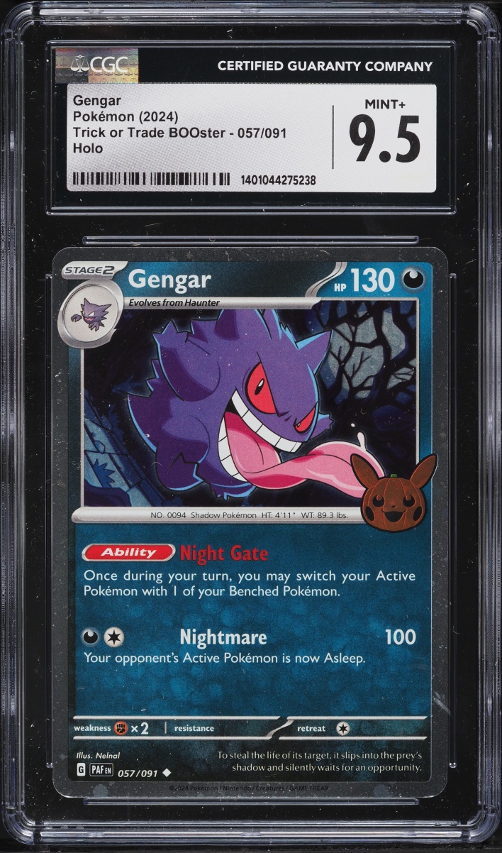 2024 Pokemon Scarlet & Violet Paldean Fates Trick Or Trade Holo Gengar #57 CGC 9.5 Mint+