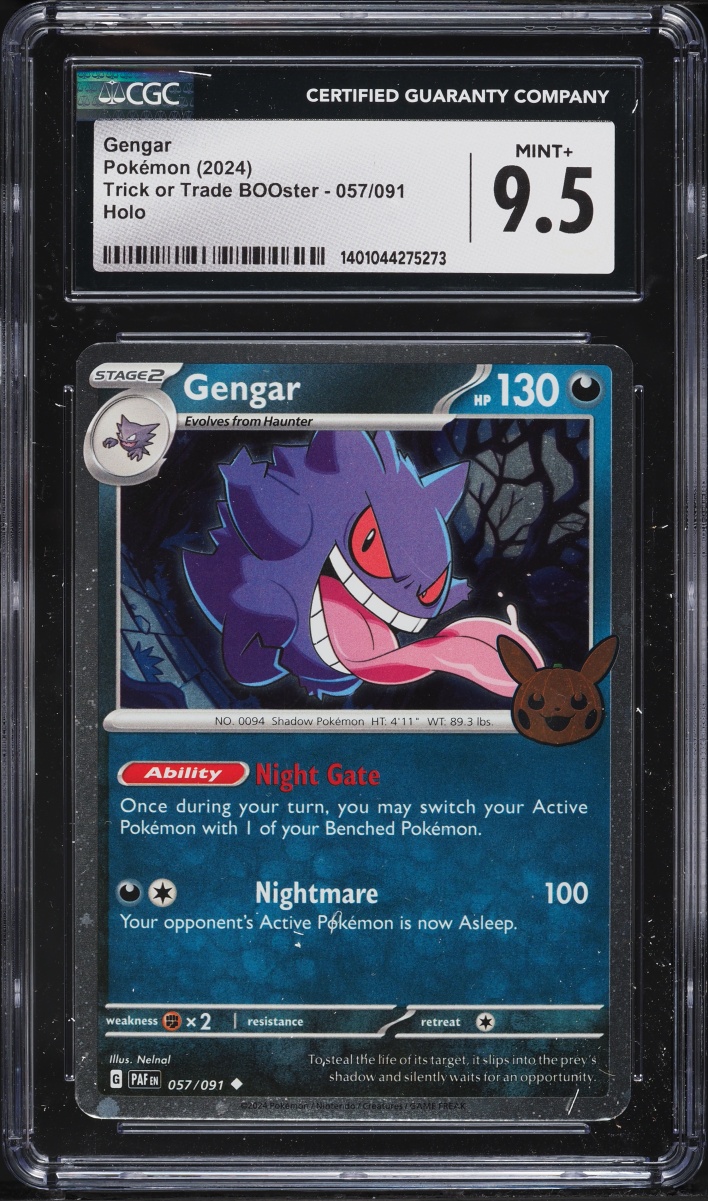 2024 Pokemon Scarlet & Violet Paldean Fates Trick Or Trade Holo Gengar #57 CGC 9.5 Mint+