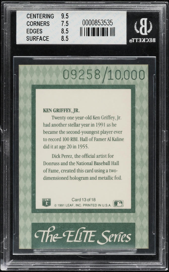 1992 Donruss Elite Ken Griffey Jr. /10000 #13 BGS 8 NM-MT