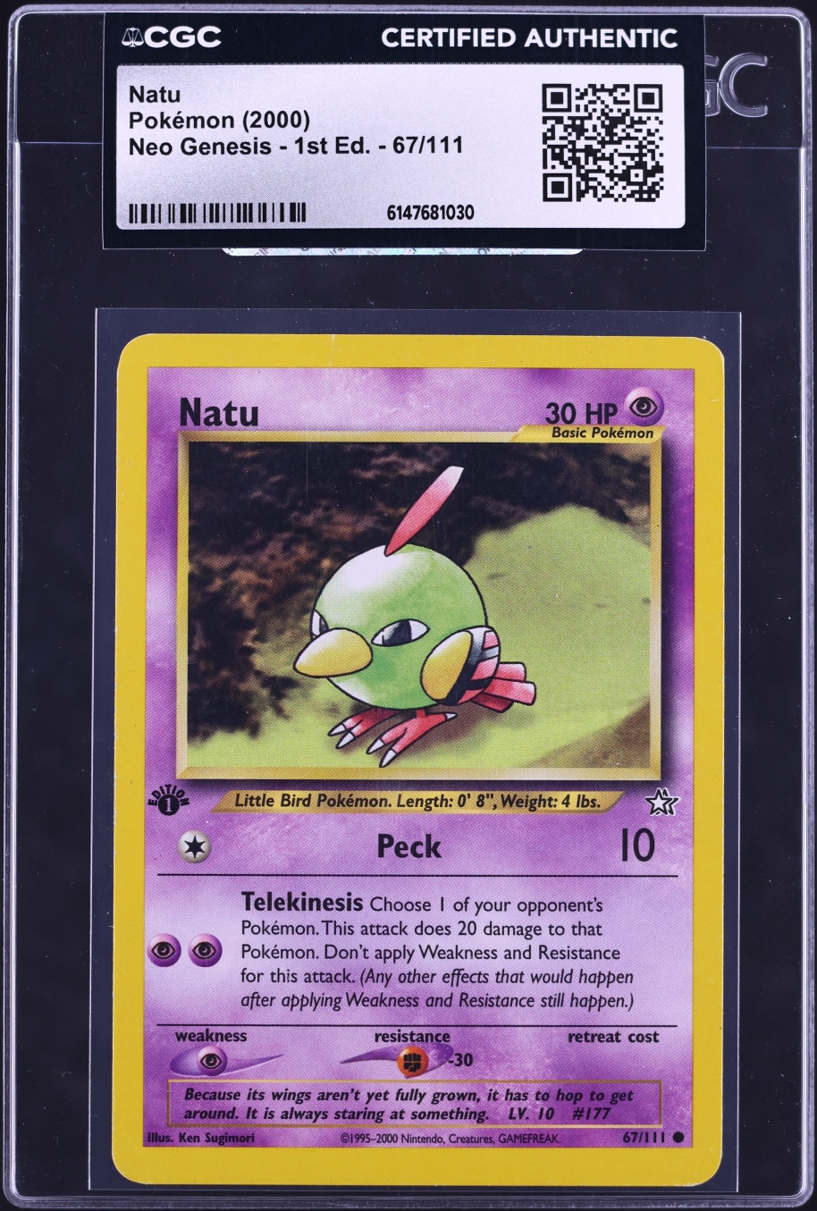 2000 Pokemon Neo Genesis 1st Edition Natu #67 CGC AUTH