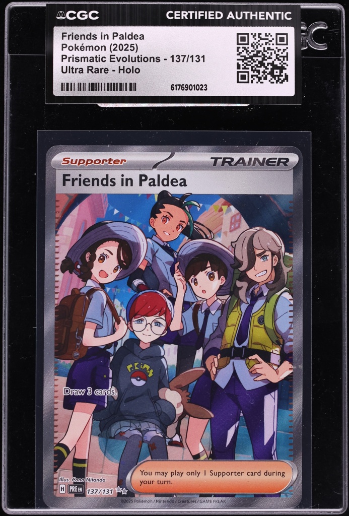 2025 Pokemon Scarlet & Violet Prismatic Evolutions Full Art Friends In Paldea #137 CGC AUTH
