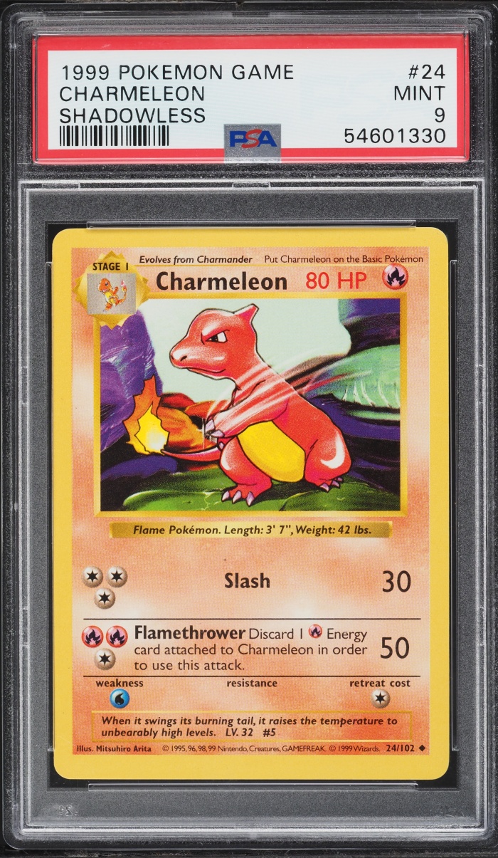 1999 Pokemon Base Set Shadowless Charmeleon #24 PSA 9 MINT