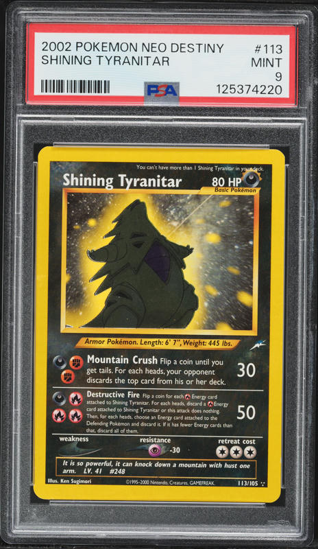 2002 Pokemon Neo Destiny #113/105 Shining Tyranitar Holo PSA 8 on