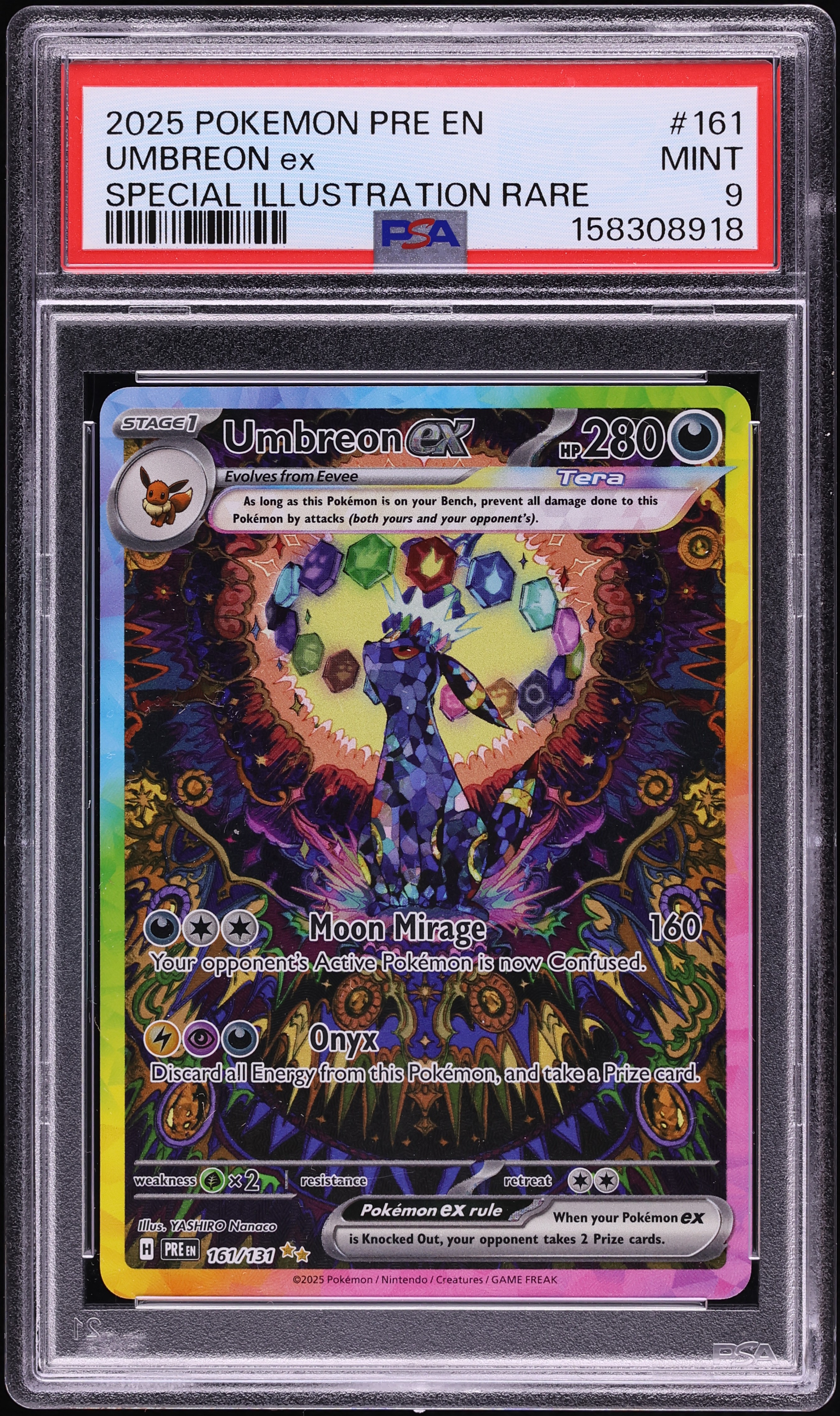 2025 Pokemon Scarlet & Violet Prismatic Evolutions SIR Umbreon Ex #161 PSA 9 MINT