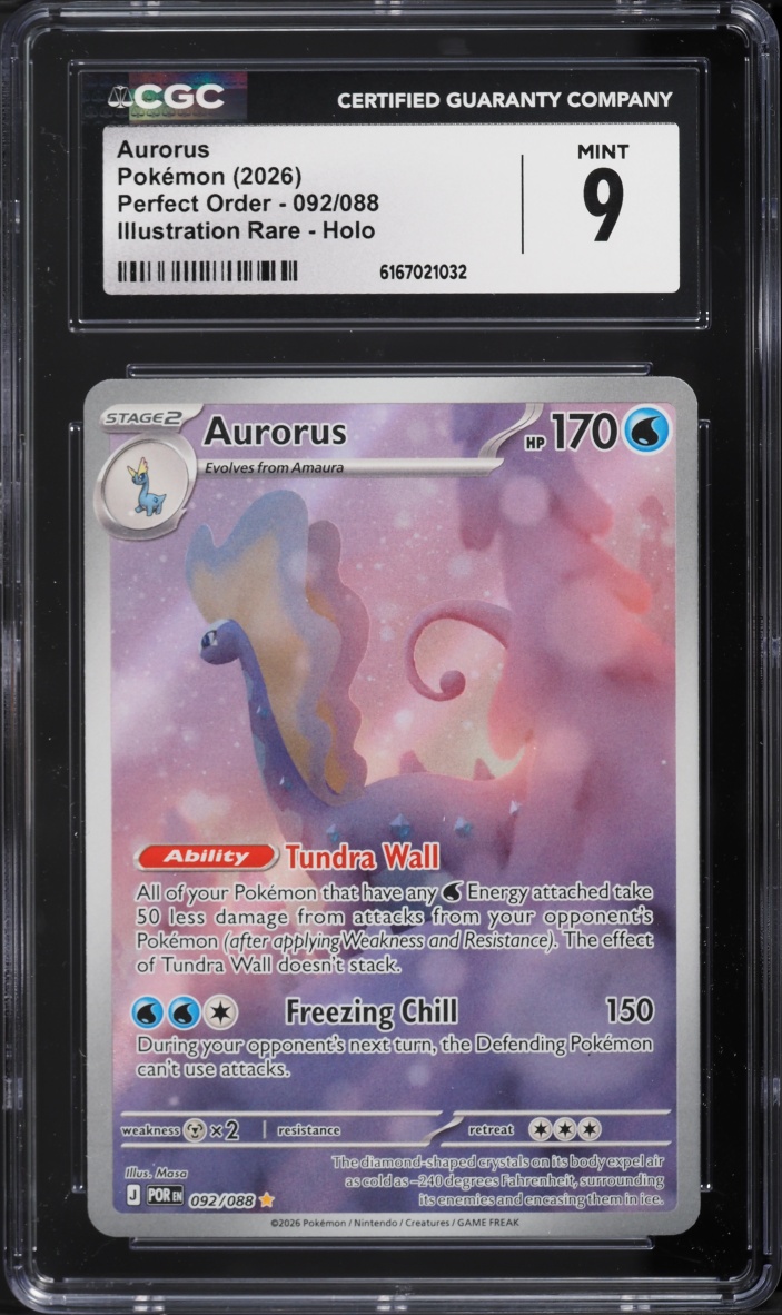 2026 Pokemon Mega Evolution Perfect Order IR Aurorus #92 CGC 9 MINT