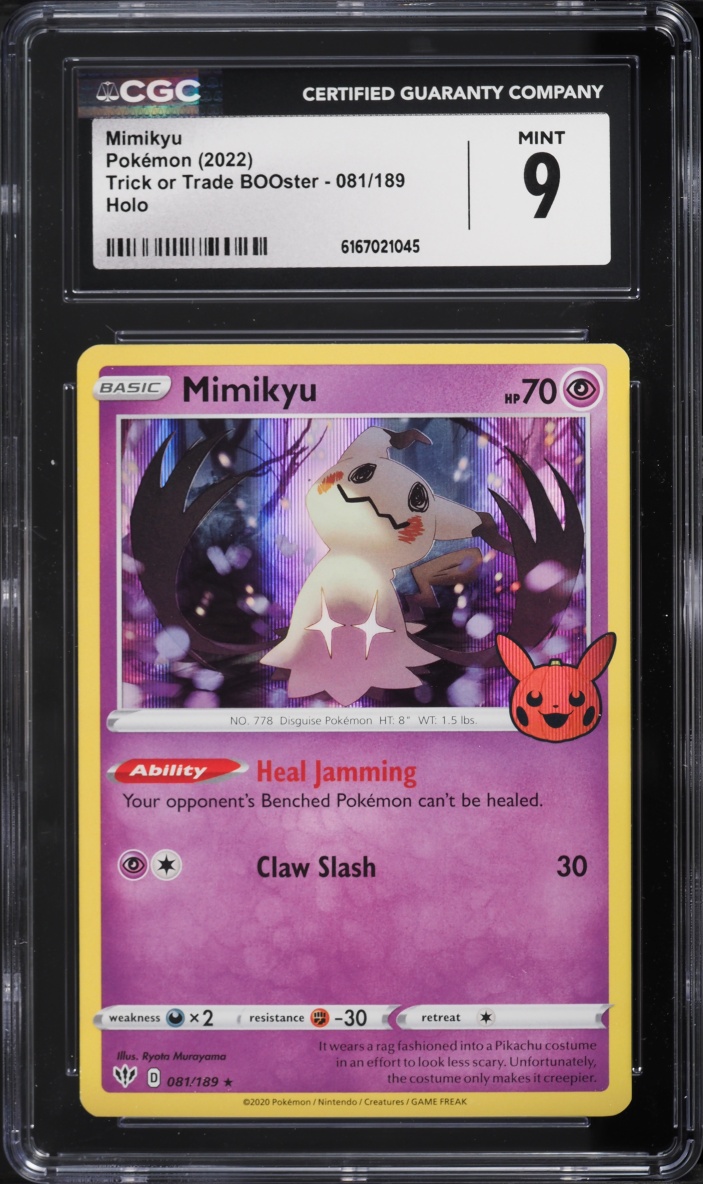 2022 Pokemon Sword & Shield Darkness Ablaze Trick Or Trade Holo Mimikyu #81 CGC 9 MINT