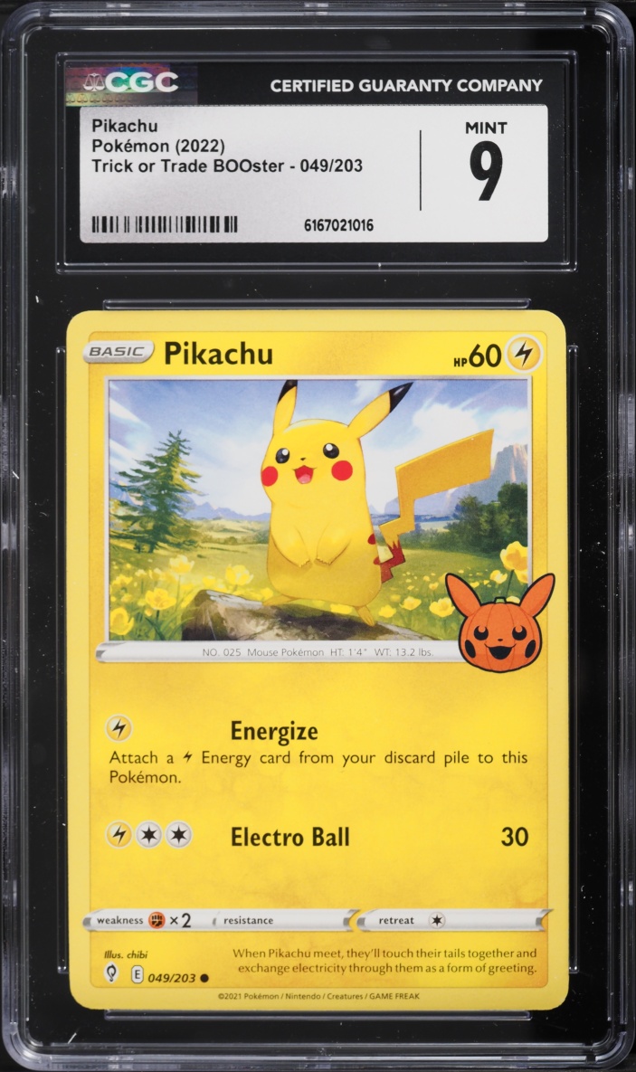 2022 Pokemon Sword & Shield Evolving Skies Trick Or Trade Pikachu #49 CGC 9 MINT